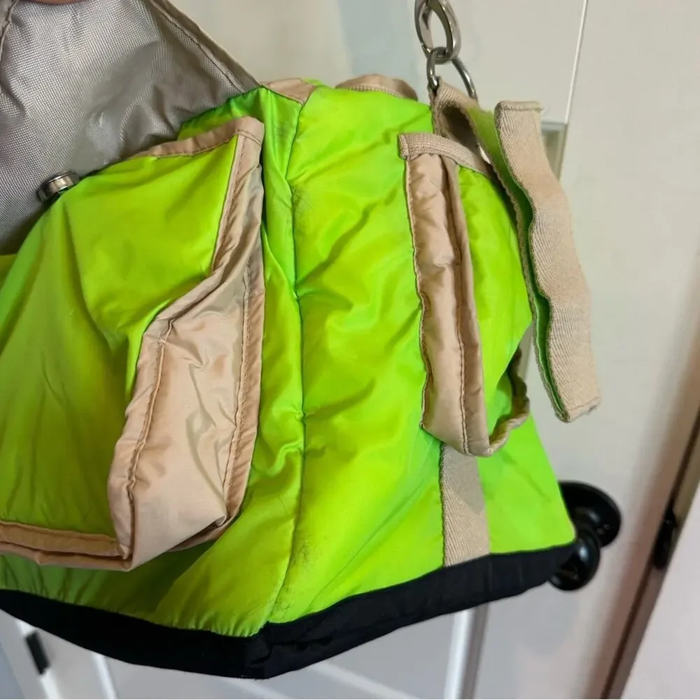 7 A.M. Enfant Voyage Puffer Neon Green Diaper Weekender Travel Bag